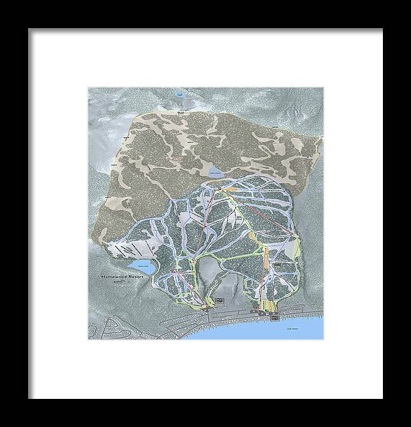 Homewood Ski Trail Map - Framed Print - Powderaddicts