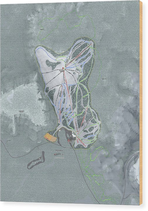 Hoodoo Ski Trail Map - Wood Print - Powderaddicts