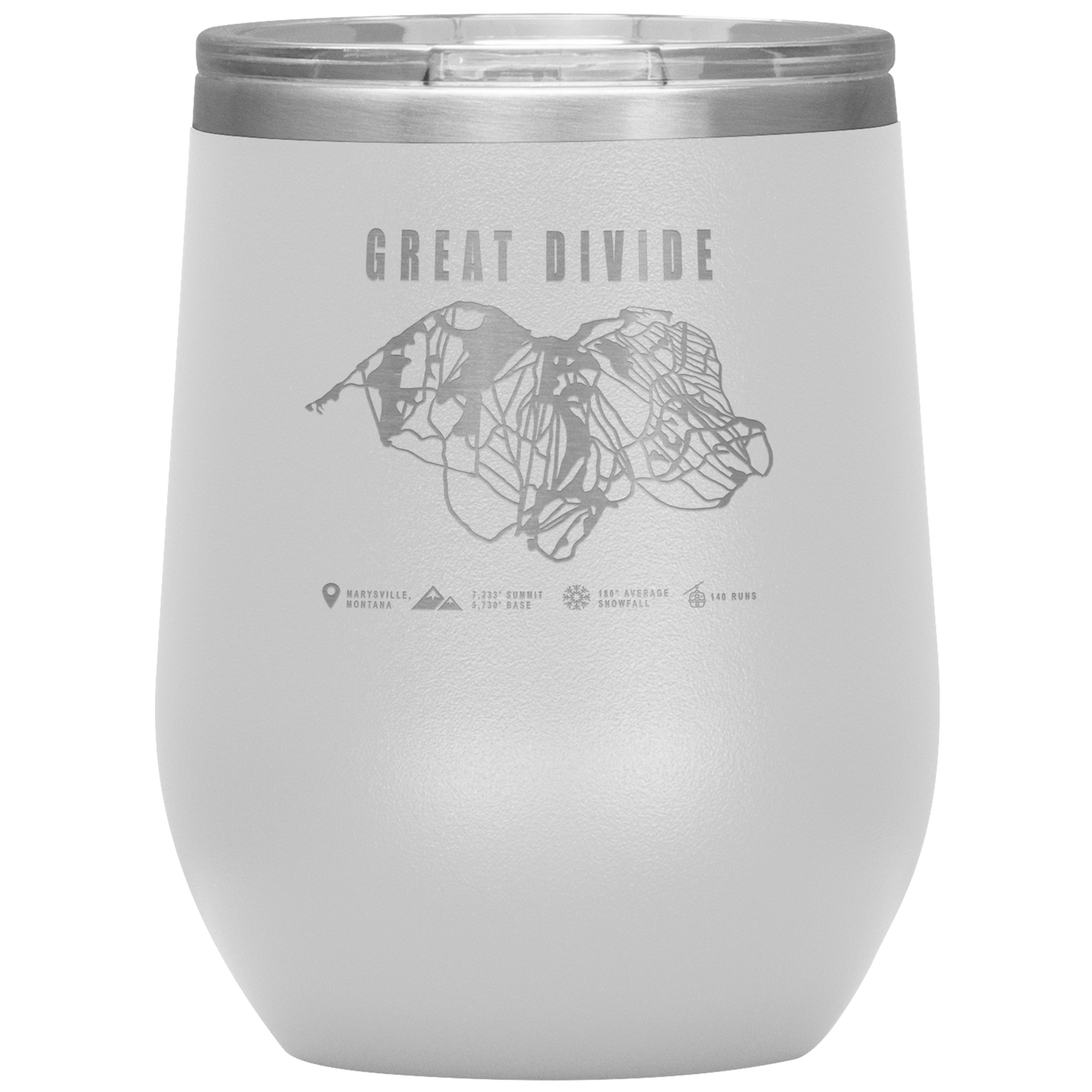 Great Divide Montana Ski Trail Map Wine 12oz Tumbler - Powderaddicts