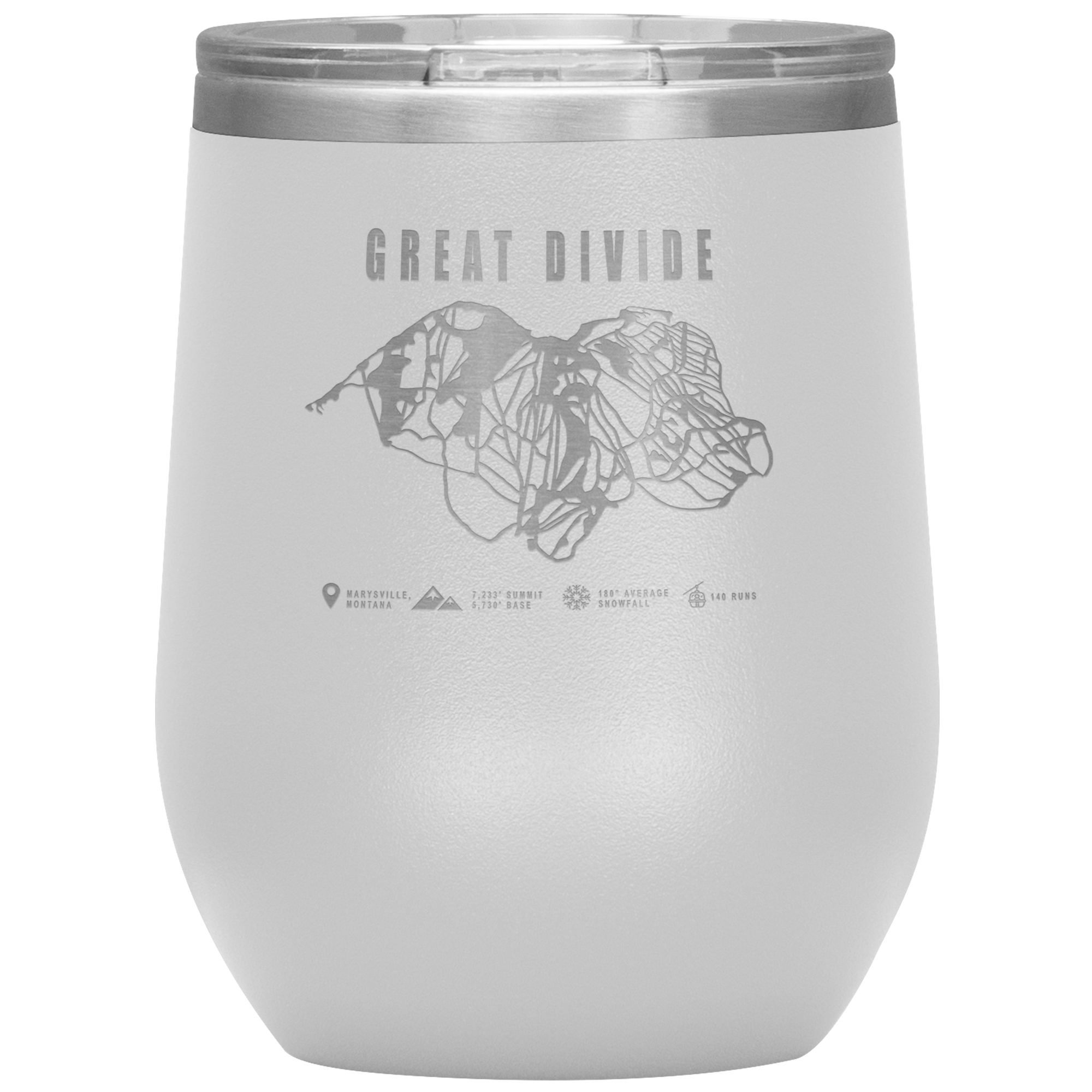 Great Divide Montana Ski Trail Map Wine 12oz Tumbler - Powderaddicts
