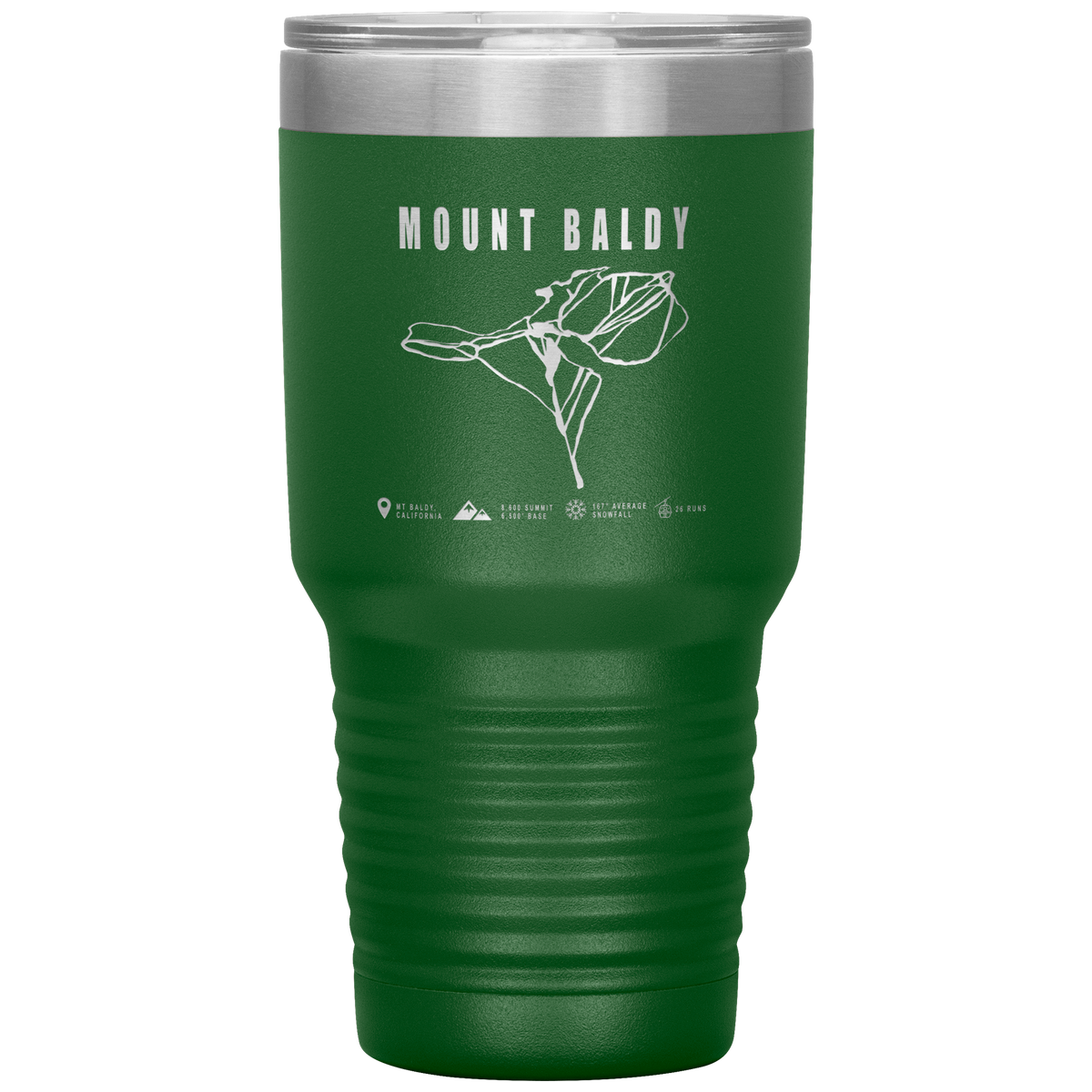 Mount Baldy, California Ski Trail Map 30oz Tumbler - Powderaddicts