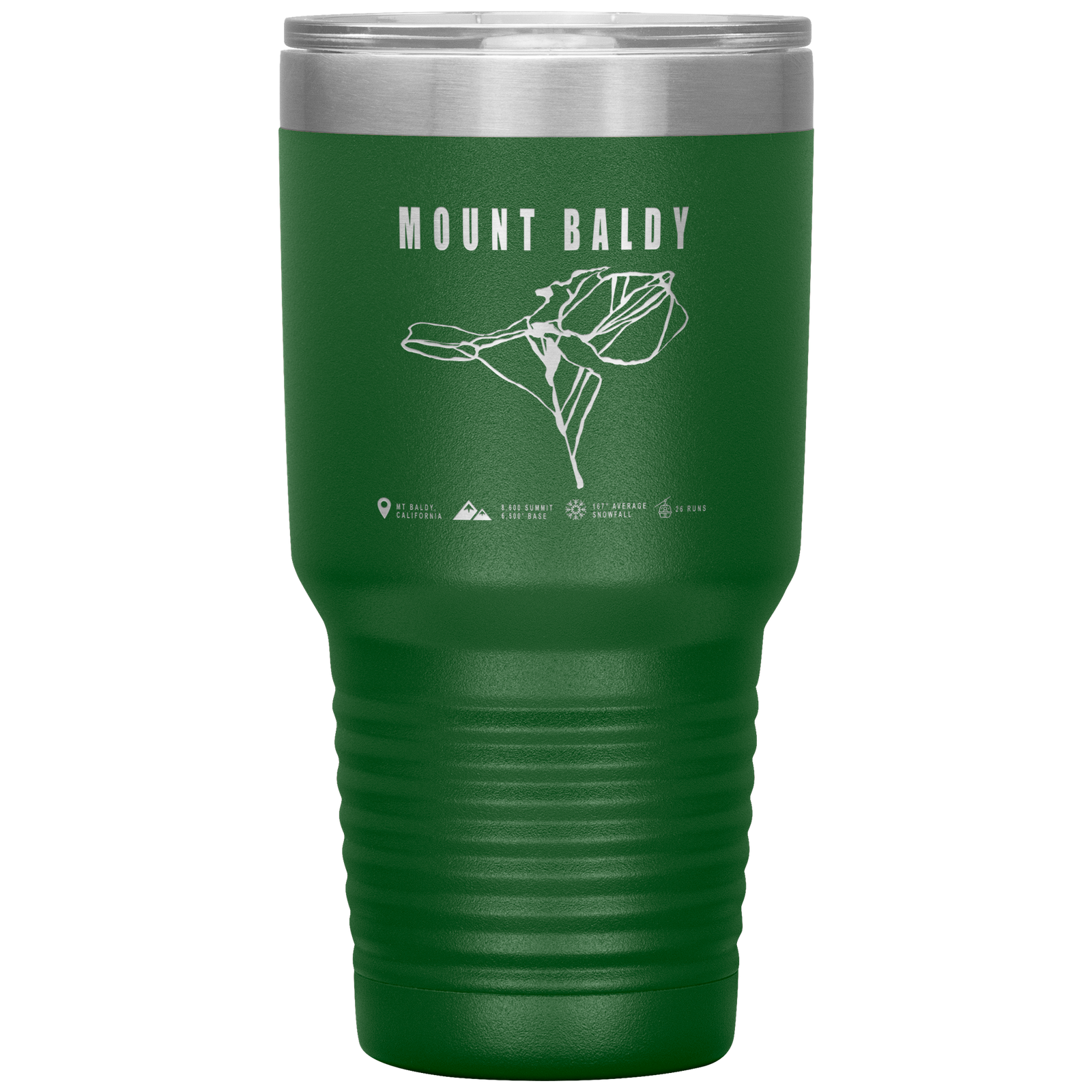 Mount Baldy, California Ski Trail Map 30oz Tumbler - Powderaddicts