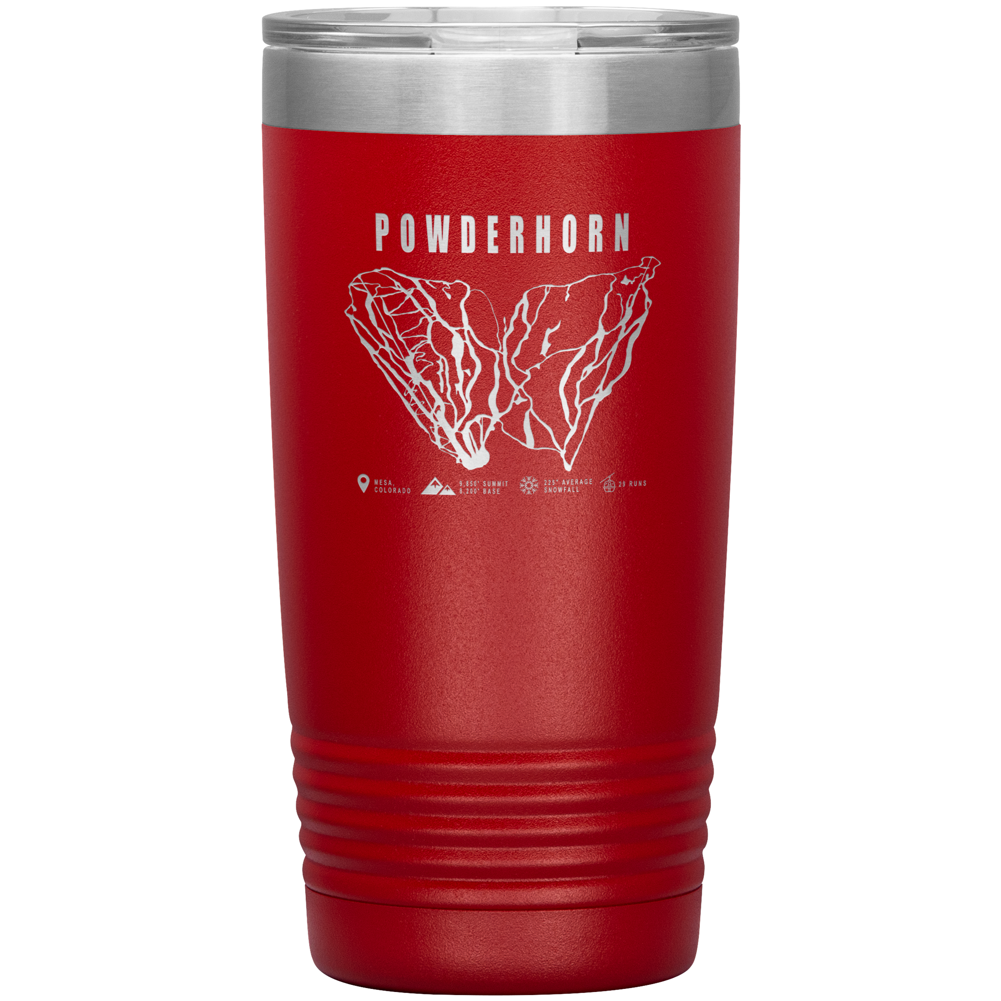 Powderhorn Colorado Ski Trail Map 20oz Tumbler - Powderaddicts