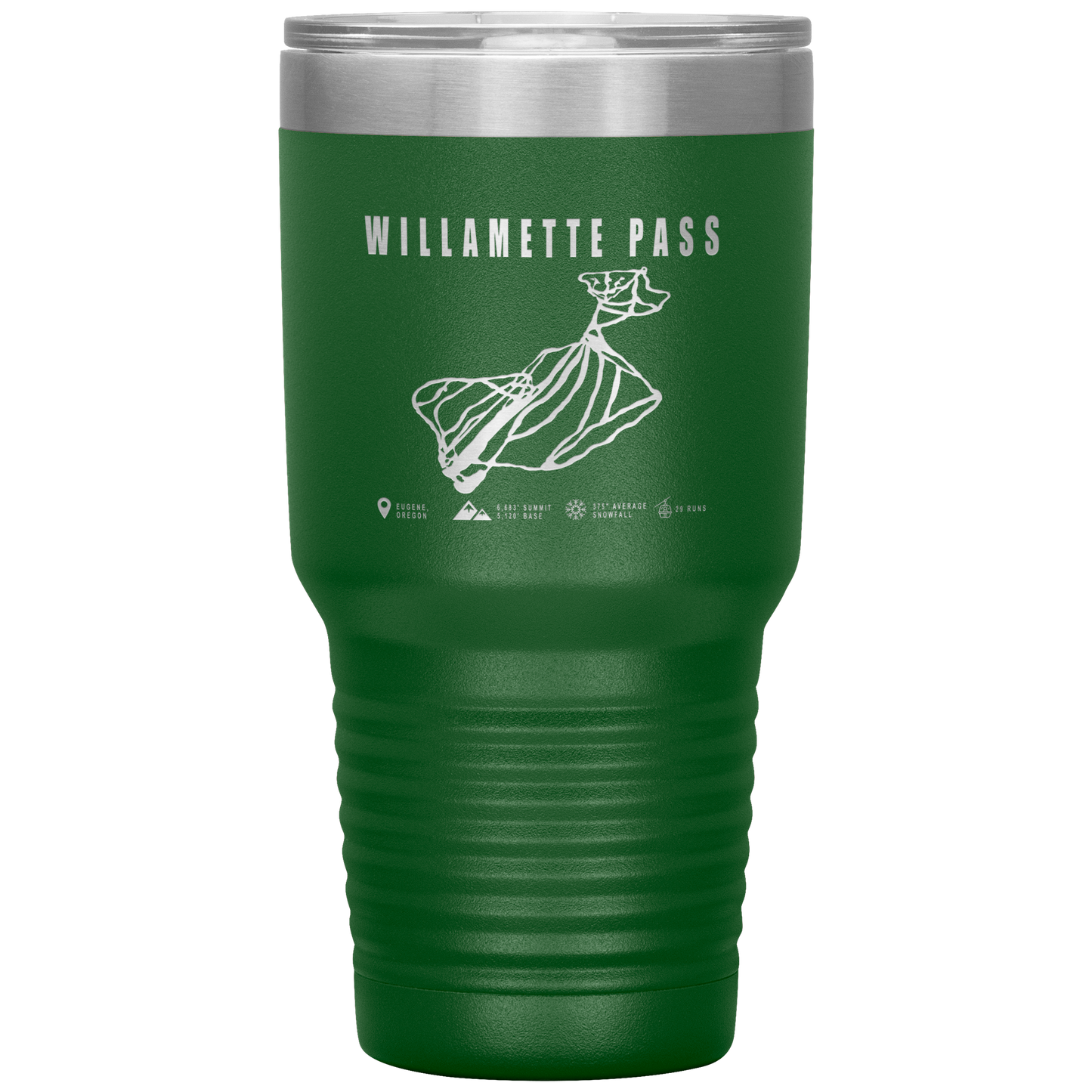Willamette Pass, Oregon Ski Trail Map 30oz Tumbler - Powderaddicts