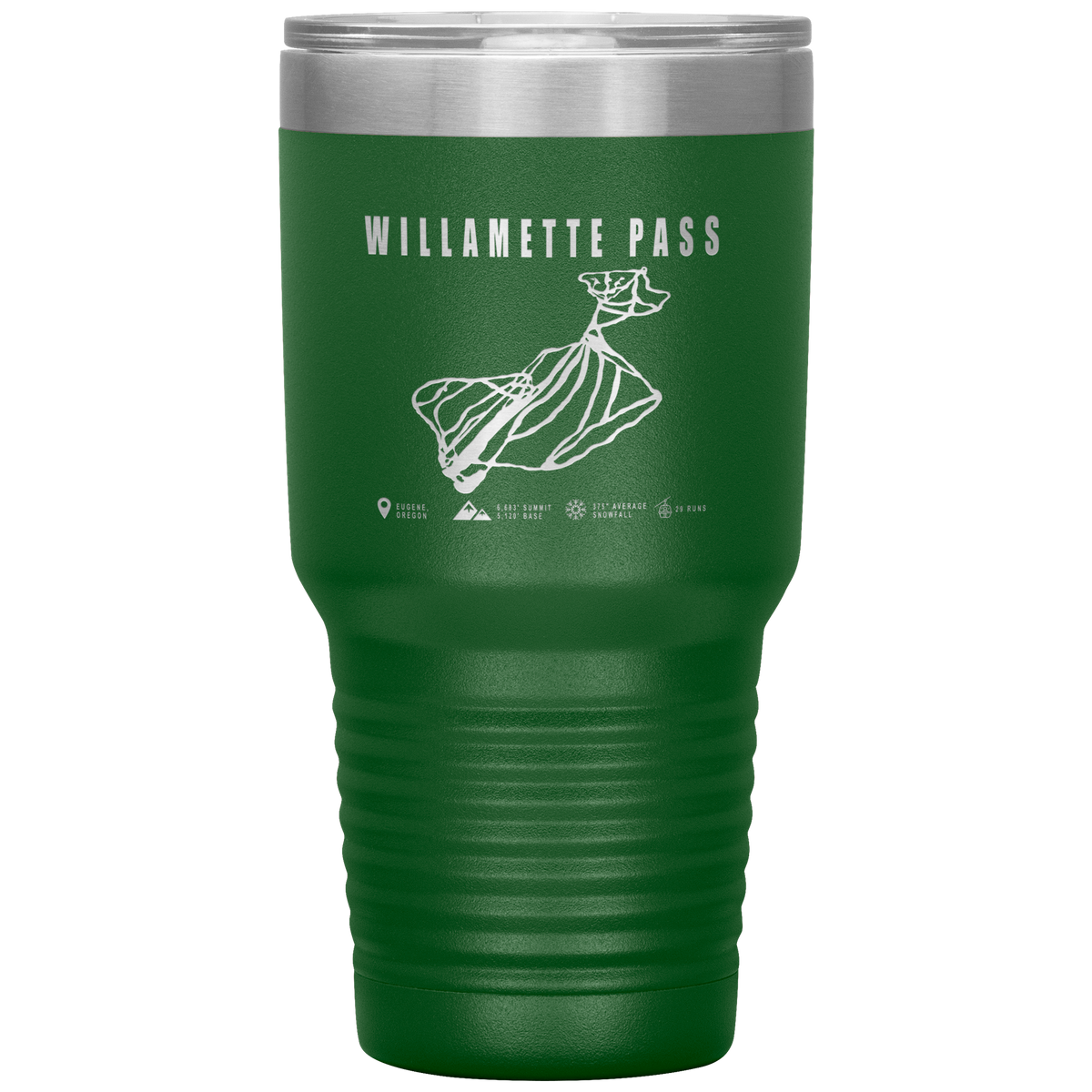 Willamette Pass, Oregon Ski Trail Map 30oz Tumbler - Powderaddicts