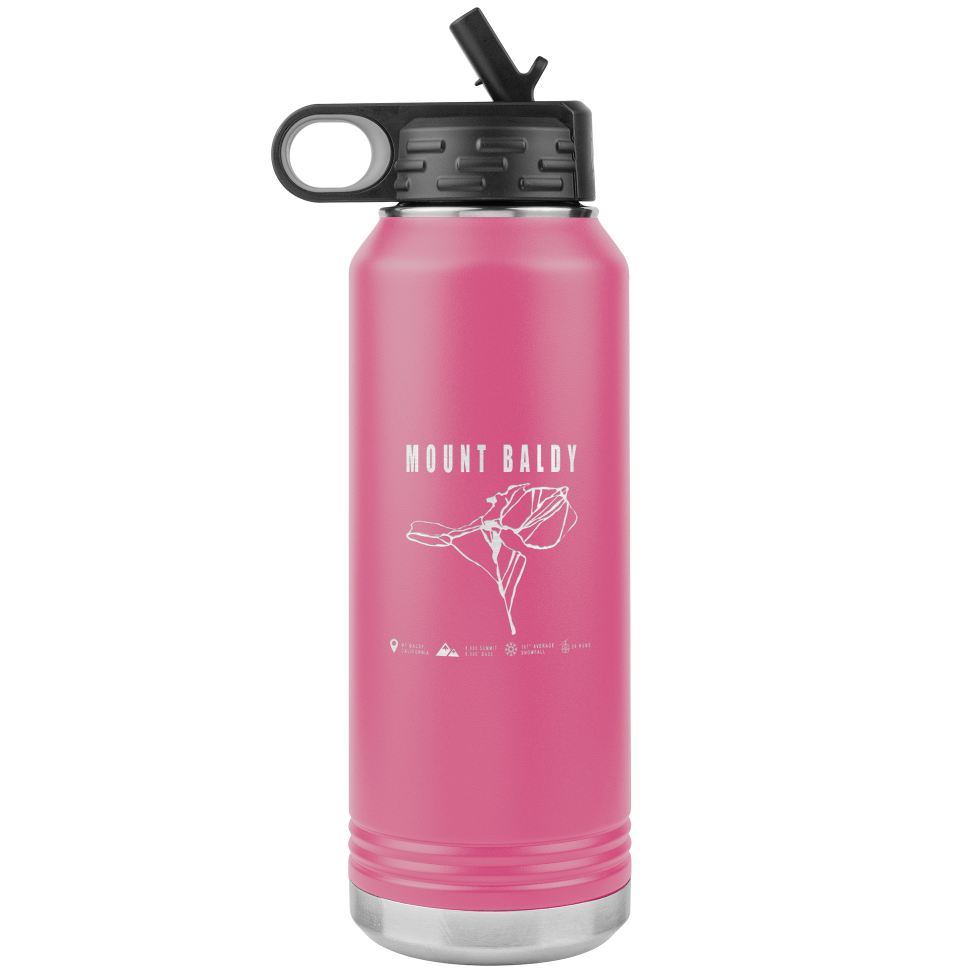 Mount Baldy, California Ski Trail Map 32oz Water Bottle Tumbler - Powderaddicts