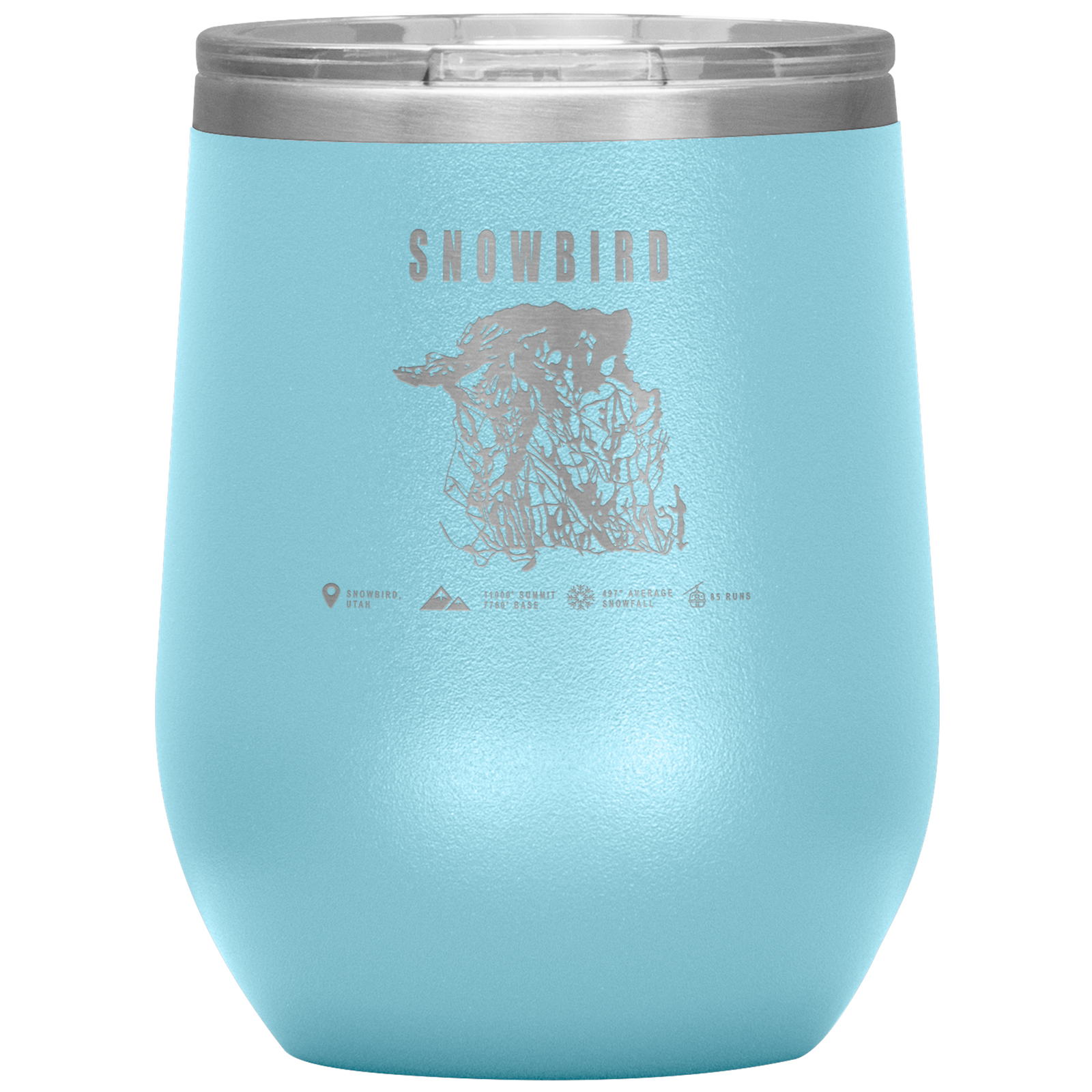 Snowbird,Utah Ski Trail Map Wine 12oz Tumbler - Powderaddicts