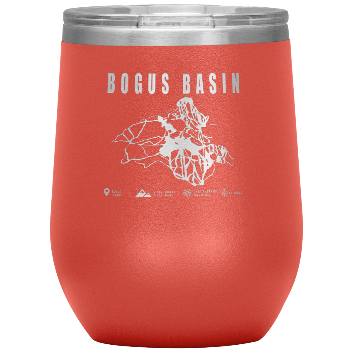Bogus Basin Idaho Ski Trail Map Wine 12oz Tumbler - Powderaddicts