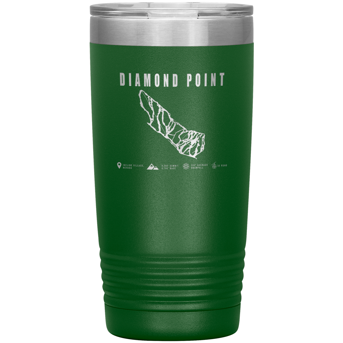 Diamond Point, Nevada Ski Trail Map 20oz Tumbler - Powderaddicts