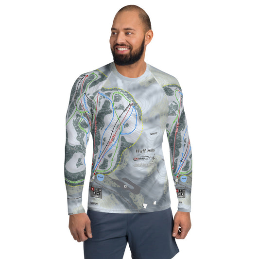 Huff Hills, North Dakota Ski Trail Map Men's Base Layer Top - Powderaddicts