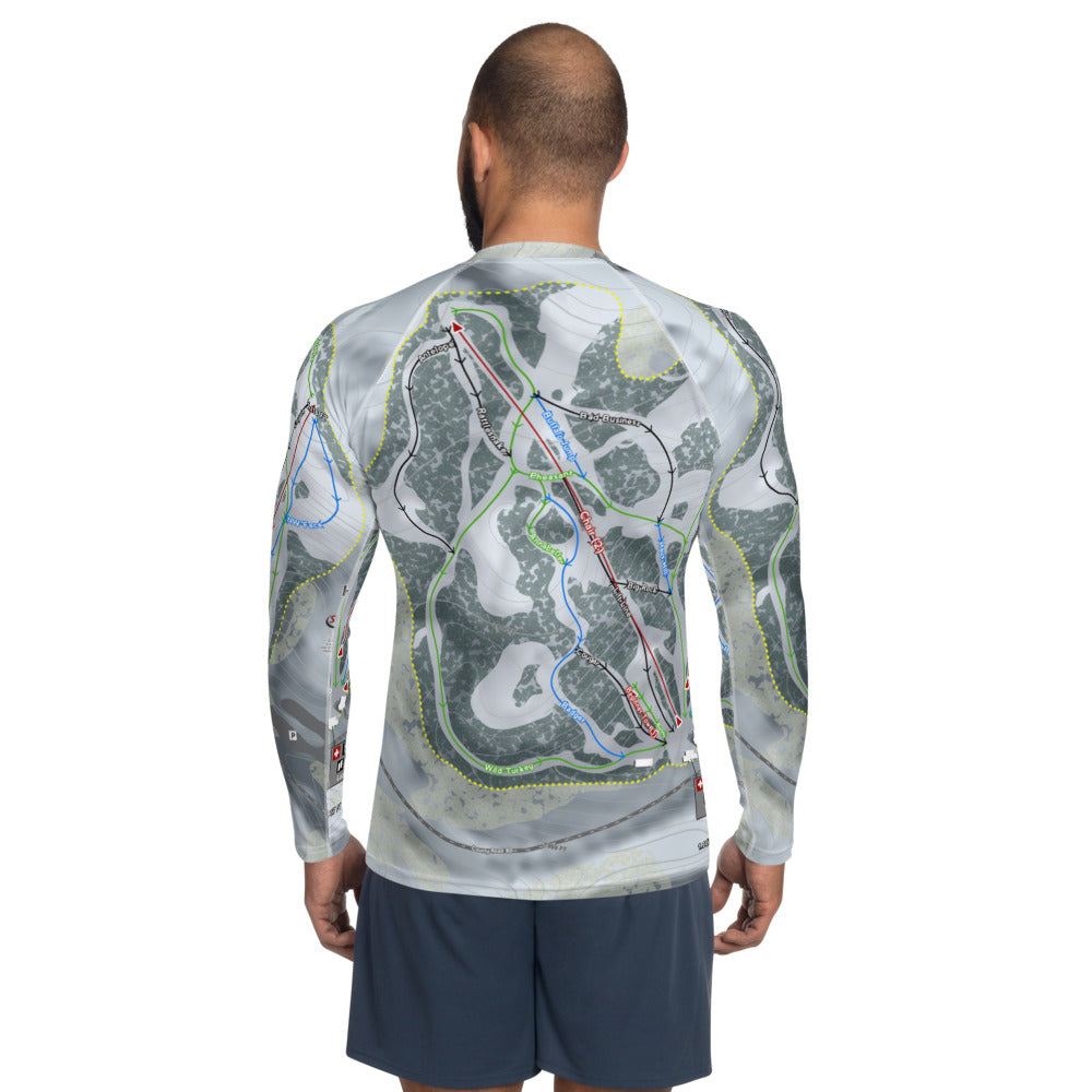 Huff Hills, North Dakota Ski Trail Map Men's Base Layer Top - Powderaddicts