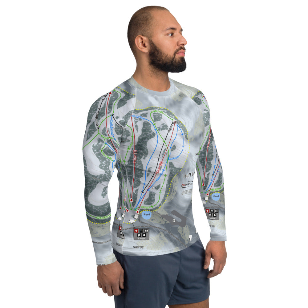 Huff Hills, North Dakota Ski Trail Map Men's Base Layer Top - Powderaddicts