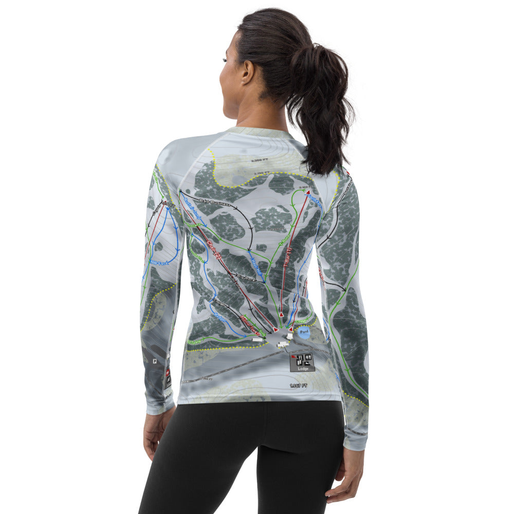 Huff Hills, North Dakota Ski Trail Map Women's Base Layer Top - Powderaddicts