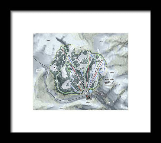 Huff Hills Ski Trail Map - Framed Print - Powderaddicts