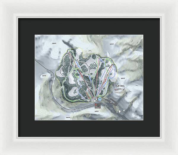 Huff Hills Ski Trail Map - Framed Print - Powderaddicts