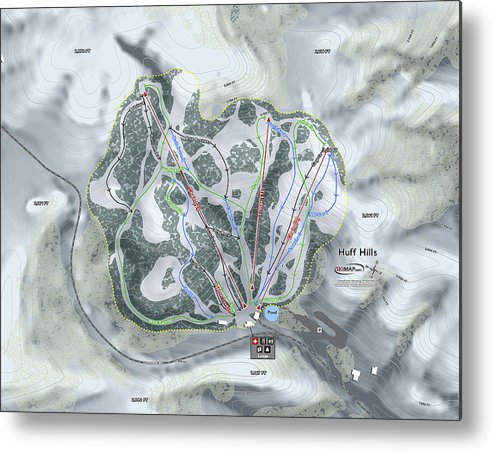 Huff Hills Ski Trail Map - Metal Print - Powderaddicts