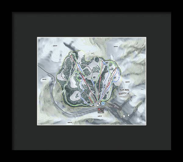 Huff Hills Ski Trail Map - Framed Print - Powderaddicts