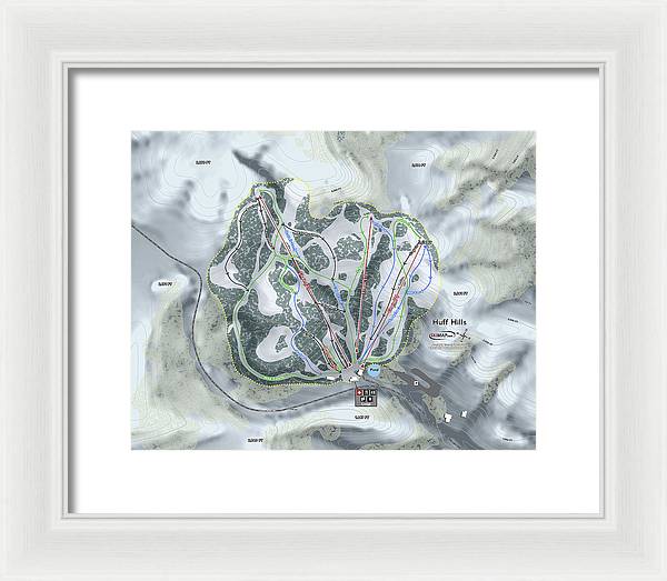 Huff Hills Ski Trail Map - Framed Print - Powderaddicts