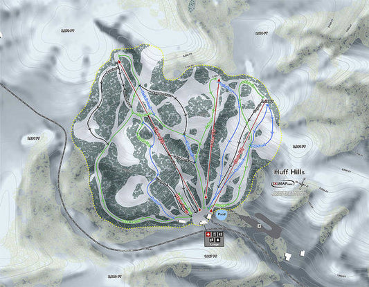 Huff Hills Ski Trail Map - Art Print - Powderaddicts