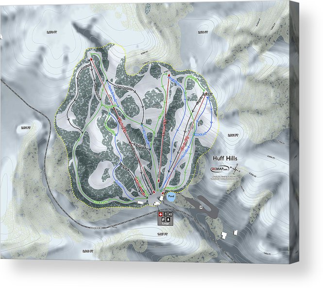 Huff Hills Ski Trail Map - Acrylic Print - Powderaddicts
