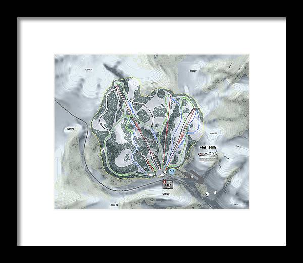 Huff Hills Ski Trail Map - Framed Print - Powderaddicts