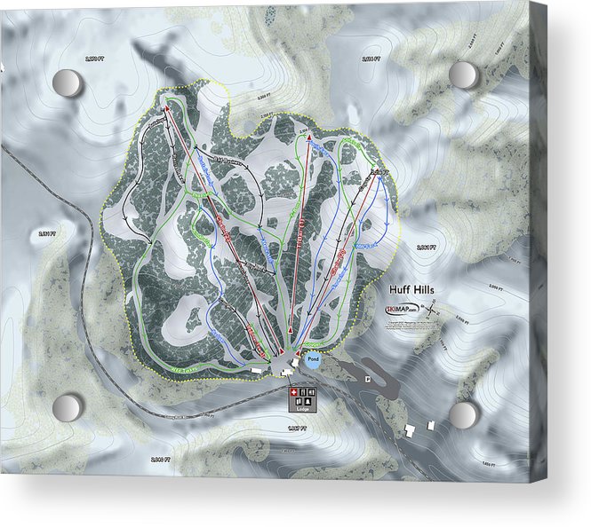 Huff Hills Ski Trail Map - Acrylic Print - Powderaddicts