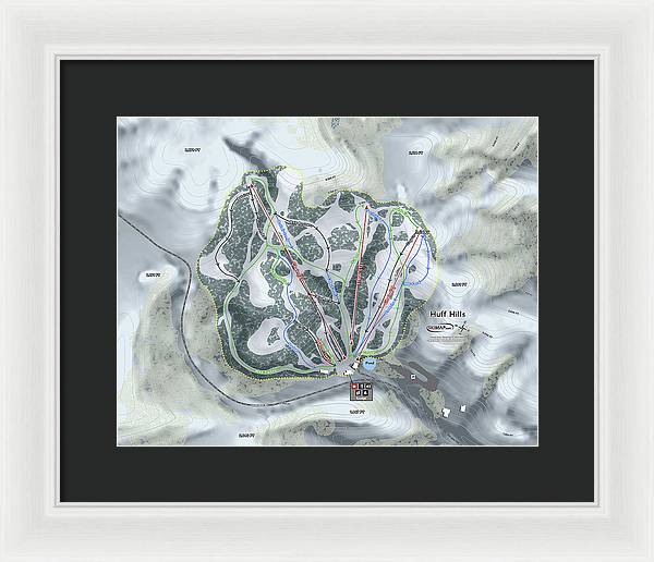 Huff Hills Ski Trail Map - Framed Print - Powderaddicts