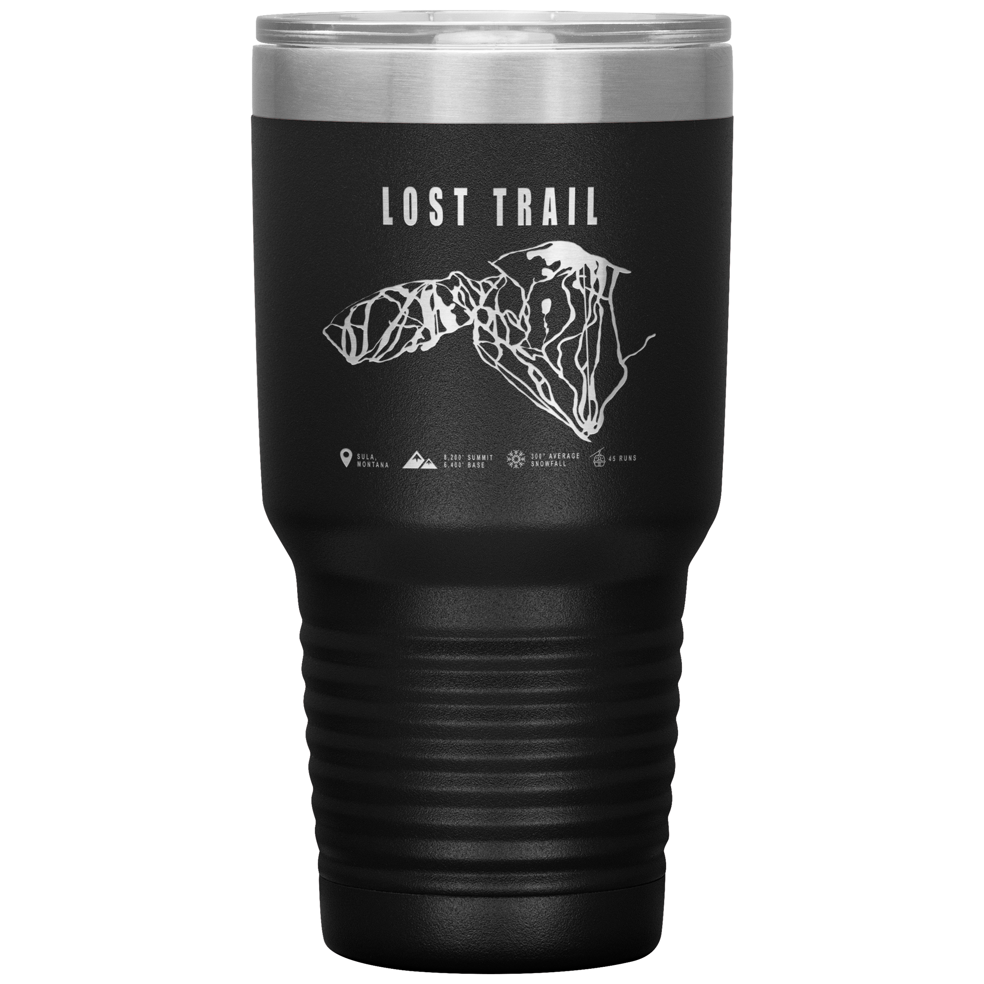Lost Trail Montana Ski Trail Map 30oz Tumbler - Powderaddicts