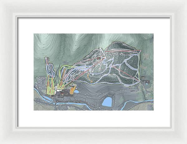 Hunter Mountain Ski Trail Map - Framed Print - Powderaddicts