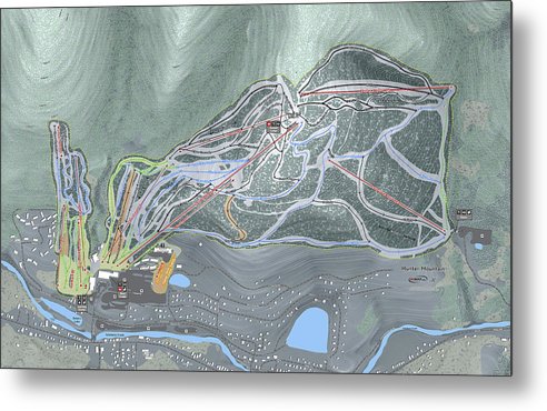 Hunter Mountain Ski Trail Map - Metal Print - Powderaddicts