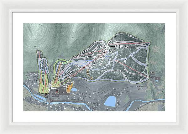 Hunter Mountain Ski Trail Map - Framed Print - Powderaddicts