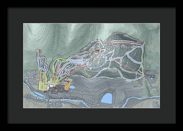 Hunter Mountain Ski Trail Map - Framed Print - Powderaddicts