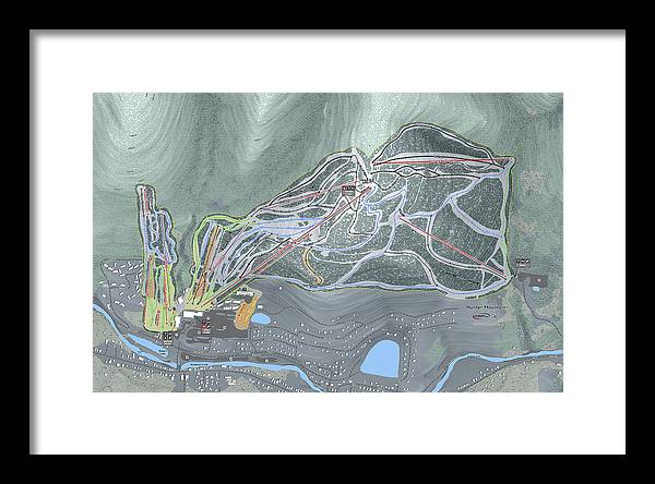 Hunter Mountain Ski Trail Map - Framed Print - Powderaddicts