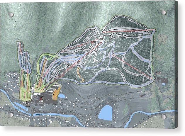 Hunter Mountain Ski Trail Map - Acrylic Print - Powderaddicts