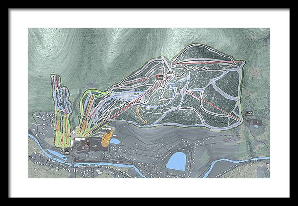 Hunter Mountain Ski Trail Map - Framed Print - Powderaddicts