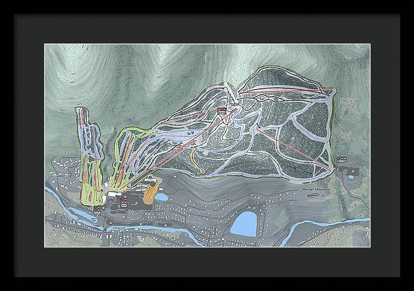 Hunter Mountain Ski Trail Map - Framed Print - Powderaddicts