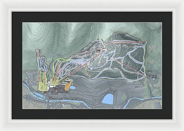 Hunter Mountain Ski Trail Map - Framed Print - Powderaddicts