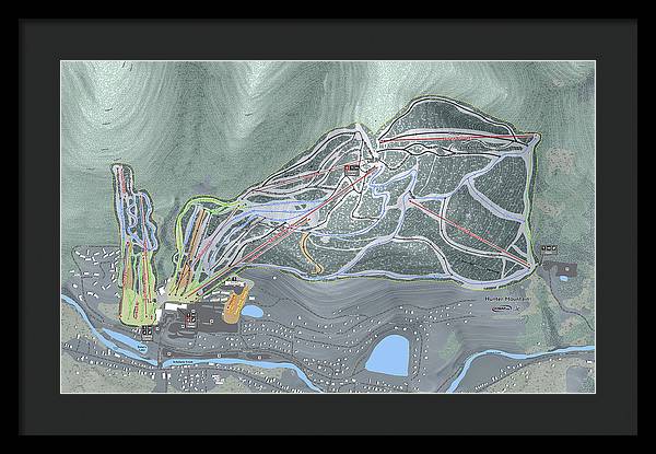 Hunter Mountain Ski Trail Map - Framed Print - Powderaddicts