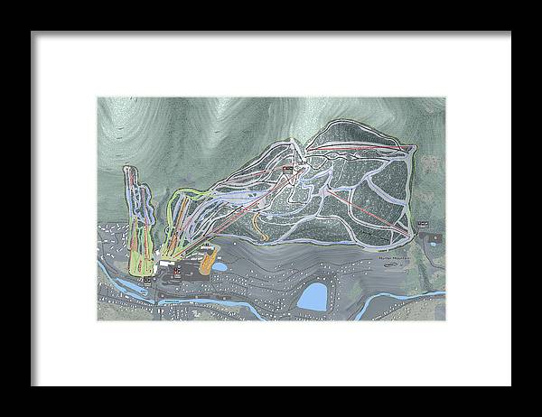 Hunter Mountain Ski Trail Map - Framed Print - Powderaddicts