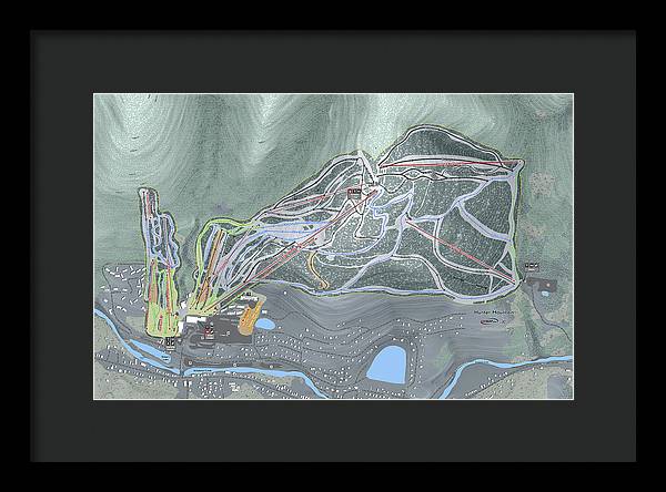 Hunter Mountain Ski Trail Map - Framed Print - Powderaddicts