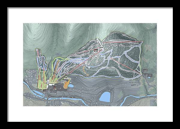 Hunter Mountain Ski Trail Map - Framed Print - Powderaddicts