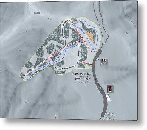 Hurricane Ridge Ski Trail Map - Metal Print - Powderaddicts