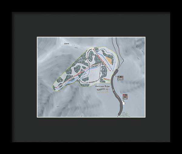 Hurricane Ridge Ski Trail Map - Framed Print - Powderaddicts