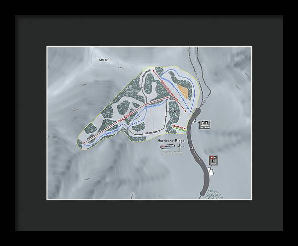 Hurricane Ridge Ski Trail Map - Framed Print - Powderaddicts