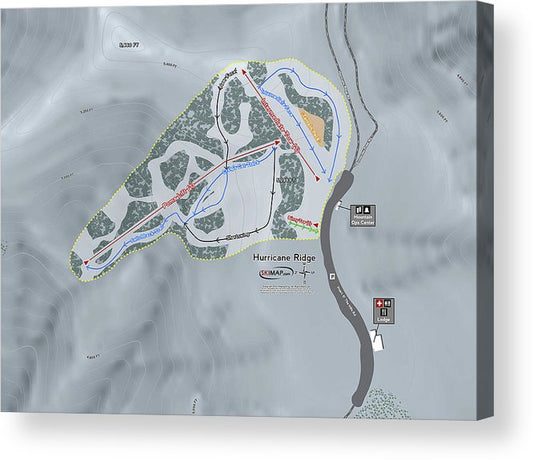 Hurricane Ridge Ski Trail Map - Acrylic Print - Powderaddicts