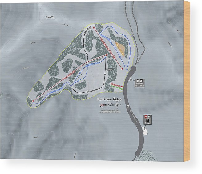 Hurricane Ridge Ski Trail Map - Wood Print - Powderaddicts