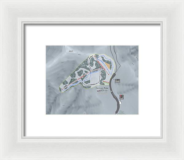 Hurricane Ridge Ski Trail Map - Framed Print - Powderaddicts