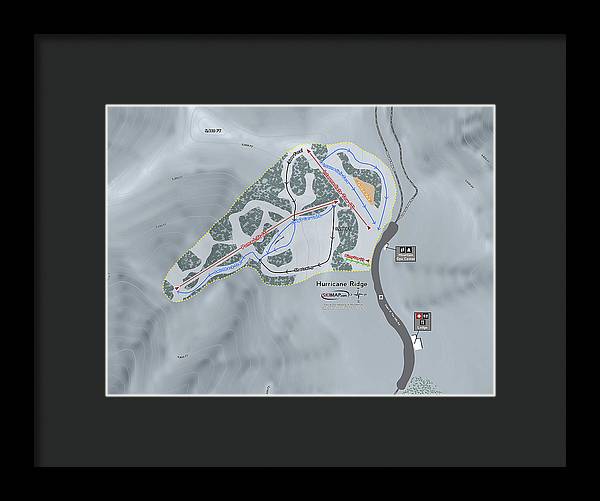Hurricane Ridge Ski Trail Map - Framed Print - Powderaddicts