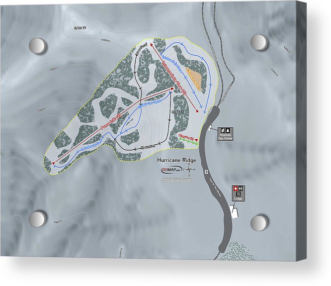 Hurricane Ridge Ski Trail Map - Acrylic Print - Powderaddicts