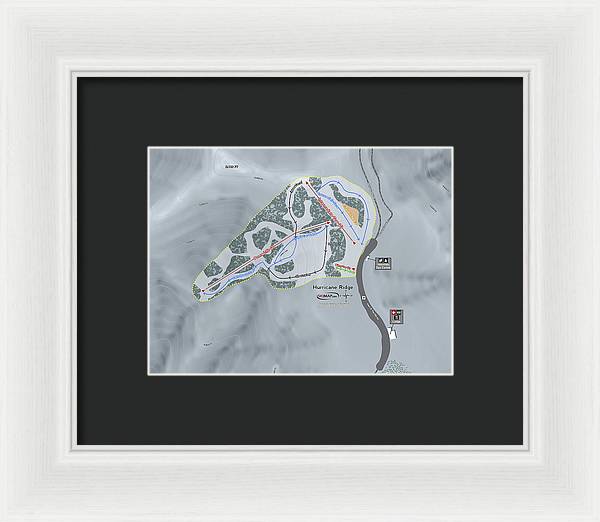 Hurricane Ridge Ski Trail Map - Framed Print - Powderaddicts